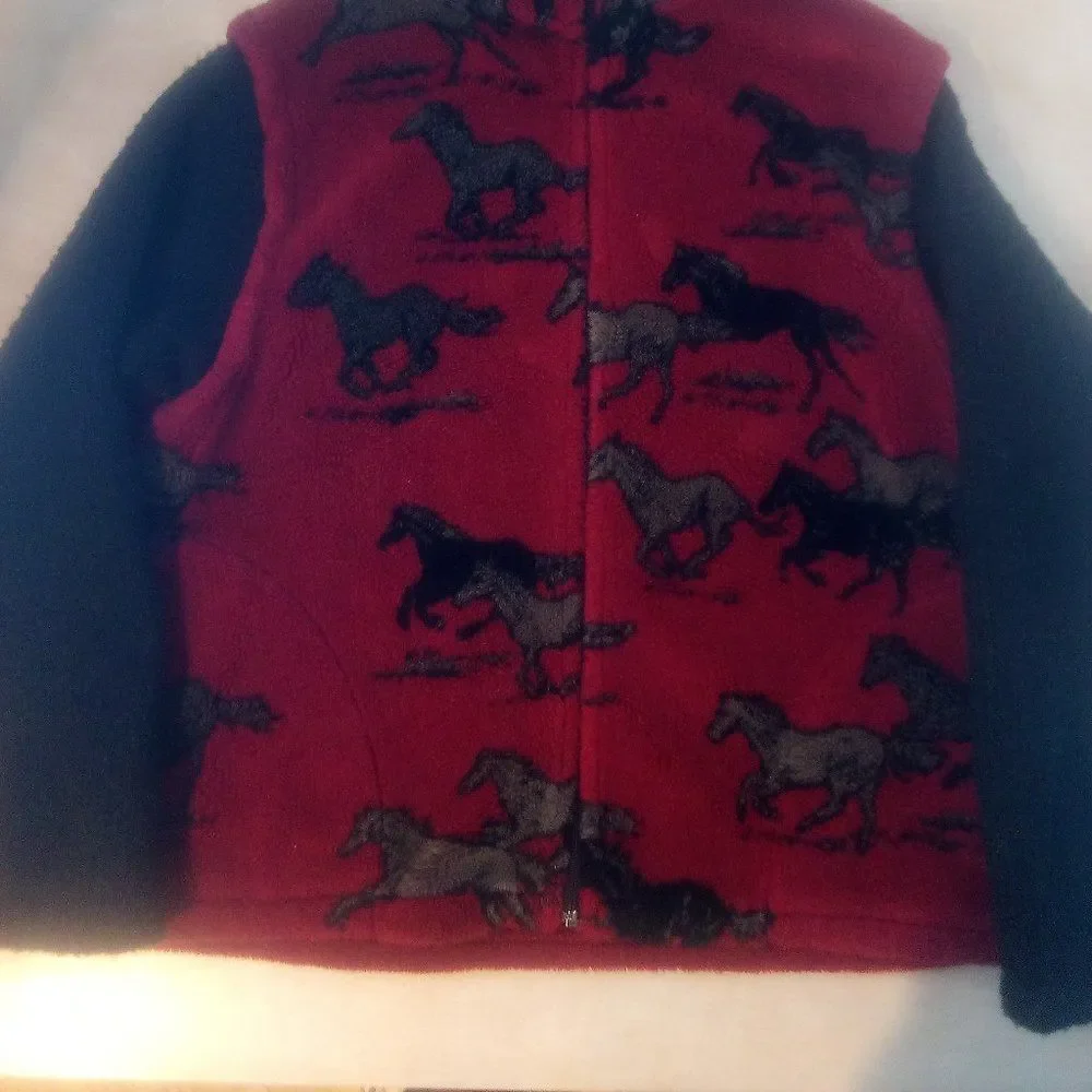 Vintage Black Mountain Horses AOP Fleece Zipper Jacket - Picture 3 of 11